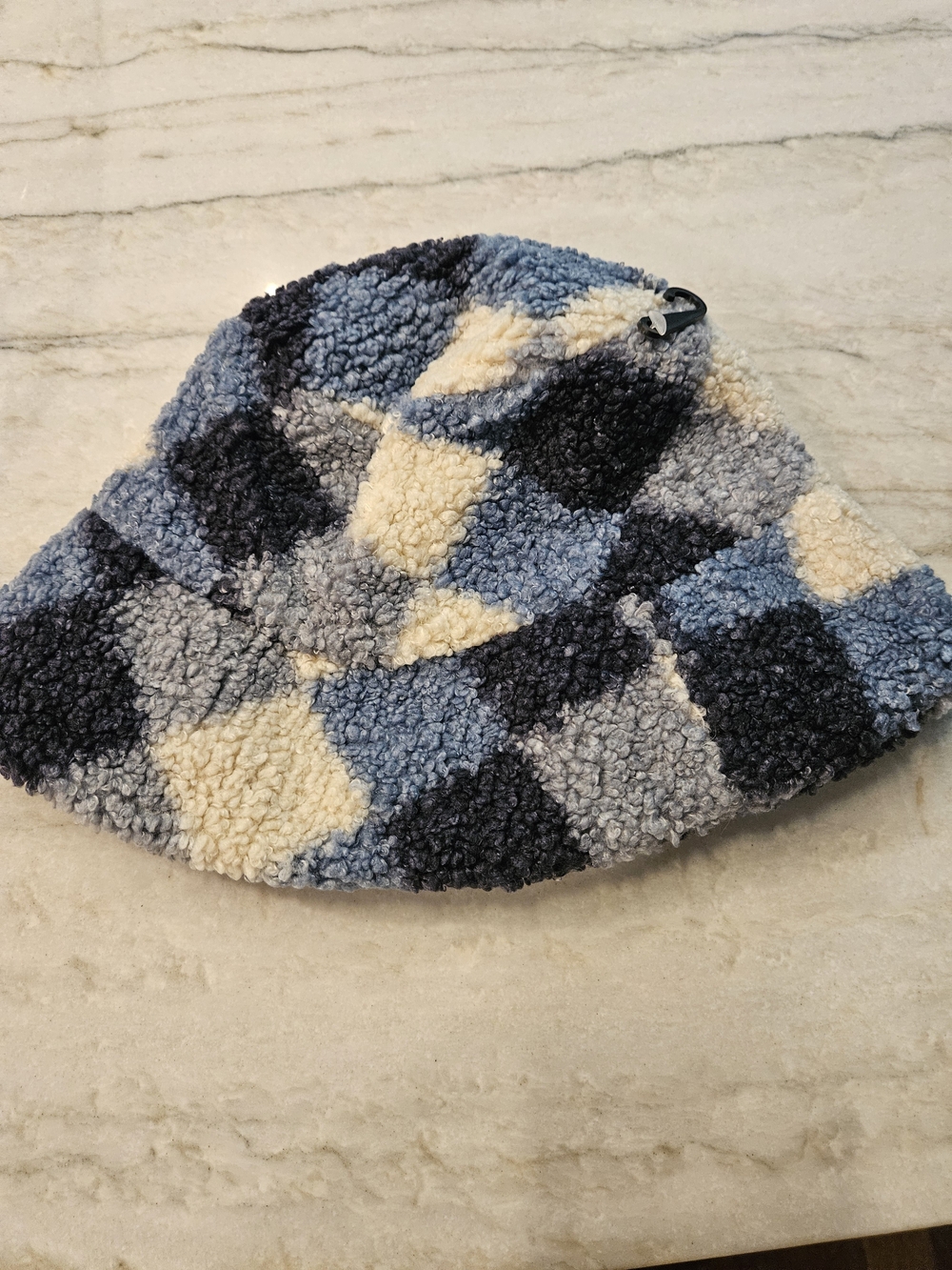 Bucket Hat in Blue and Cream